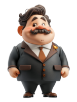 grasa jefe empresario 3d dibujos animados personaje, generado ai png