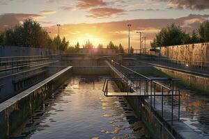 hidroeléctrico poder energía planta con grande turbinas y agua derrames foto