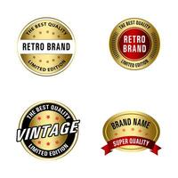 Set of Quality Badges and Labels Design Elements. Golden badge labels and laurel retro vintage collection. Emblem premium luxury logo in retro style template badges collection. vector