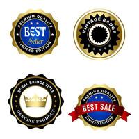 Set of Quality Badges and Labels Design Elements. Golden badge labels and laurel retro vintage collection. Emblem premium luxury logo in retro style template badges collection. vector