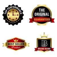 Set of Quality Badges and Labels Design Elements. Golden badge labels and laurel retro vintage collection. Emblem premium luxury logo in retro style template badges collection. vector