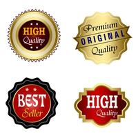 Set of Quality Badges and Labels Design Elements. Golden badge labels and laurel retro vintage collection. Emblem premium luxury logo in retro style template badges collection. vector