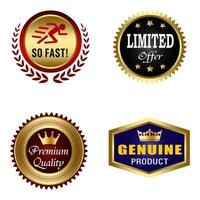 Set of Quality Badges and Labels Design Elements. Golden badge labels and laurel retro vintage collection. Emblem premium luxury logo in retro style template badges collection. vector