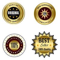 Set of Quality Badges and Labels Design Elements. Golden badge labels and laurel retro vintage collection. Emblem premium luxury logo in retro style template badges collection. vector