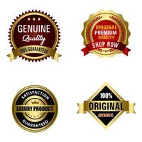 Set of Quality Badges and Labels Design Elements. Golden badge labels and laurel retro vintage collection. Emblem premium luxury logo in retro style template badges collection. vector