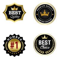 Set of Quality Badges and Labels Design Elements. Golden badge labels and laurel retro vintage collection. Emblem premium luxury logo in retro style template badges collection. vector