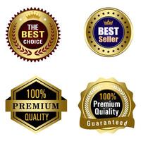 Set of Quality Badges and Labels Design Elements. Golden badge labels and laurel retro vintage collection. Emblem premium luxury logo in retro style template badges collection. vector