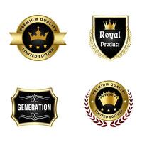 Set of Quality Badges and Labels Design Elements. Golden badge labels and laurel retro vintage collection. Emblem premium luxury logo in retro style template badges collection. vector