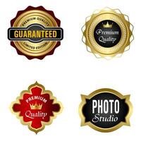 Set of Quality Badges and Labels Design Elements. Golden badge labels and laurel retro vintage collection. Emblem premium luxury logo in retro style template badges collection. vector