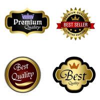 Set of Quality Badges and Labels Design Elements. Golden badge labels and laurel retro vintage collection. Emblem premium luxury logo in retro style template badges collection. vector