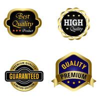 Set of Quality Badges and Labels Design Elements. Golden badge labels and laurel retro vintage collection. Emblem premium luxury logo in retro style template badges collection. vector