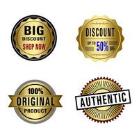 Set of Quality Badges and Labels Design Elements. Golden badge labels and laurel retro vintage collection. Emblem premium luxury logo in retro style template badges collection. vector