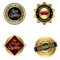 Set of Quality Badges and Labels Design Elements. Golden badge labels and laurel retro vintage collection. Emblem premium luxury logo in retro style template badges collection. vector