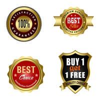 Set of Quality Badges and Labels Design Elements. Golden badge labels and laurel retro vintage collection. Emblem premium luxury logo in retro style template badges collection. vector