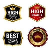 Set of Quality Badges and Labels Design Elements. Golden badge labels and laurel retro vintage collection. Emblem premium luxury logo in retro style template badges collection. vector