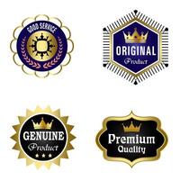 conjunto de calidad insignias y etiquetas diseño elementos. dorado Insignia etiquetas y laurel retro Clásico recopilación. emblema prima lujo logo en retro estilo modelo insignias recopilación. vector