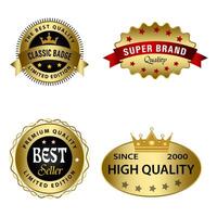 Set of Quality Badges and Labels Design Elements. Golden badge labels and laurel retro vintage collection. Emblem premium luxury logo in retro style template badges collection. vector