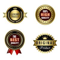 Set of Quality Badges and Labels Design Elements. Golden badge labels and laurel retro vintage collection. Emblem premium luxury logo in retro style template badges collection. vector