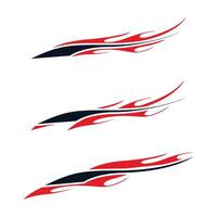 Variations of racing style abstract striped car wrap decals vector