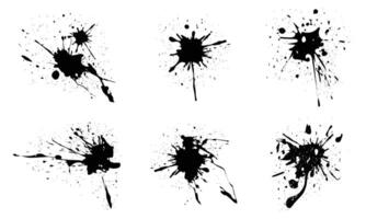 Set of black grunge ink brush splashes vector