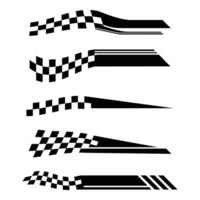Collection of racing style checkered flag car wrap decals vector