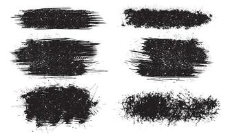 Collection of different black grunge brush strokes vector