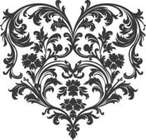 silueta hogar forma barroco ornamento con filigrana floral elemento negro color solamente vector