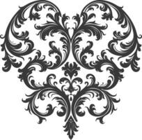 silueta hogar forma barroco ornamento con filigrana floral elemento negro color solamente vector