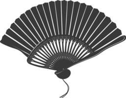 Silhouette classic handheld folding fan black color only vector