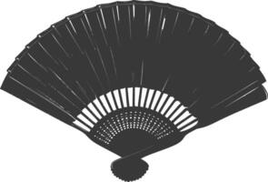 Silhouette classic handheld folding fan black color only vector