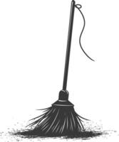 Silhouette broom cleaning tool black color only vector