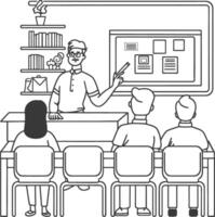 outline illustration for positive classroom for teach black color only vector