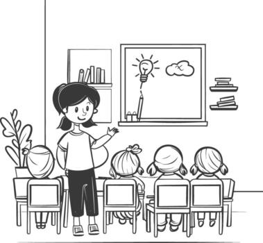 outline illustration for positive classroom for teach black color only vector