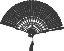 Silhouette classic handheld folding fan black color only vector