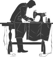 Silhouette clothes tailor in action full body black color only vector