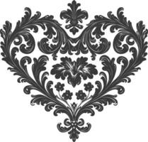 silueta hogar forma barroco ornamento con filigrana floral elemento negro color solamente vector