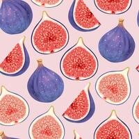 Seamless pattern with high detailed figs, sliced and whole vector