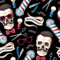 Seamless pattern with high detailed barber shop supplies vector