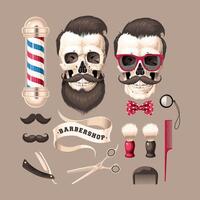 Big set of high detailed barber shop illustrations vector