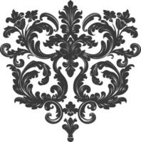 Silhouette Hearth shape Baroque ornament with filigree floral element black color only vector