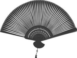 Silhouette classic handheld folding fan black color only vector