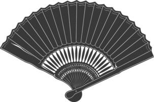 Silhouette classic handheld folding fan black color only vector