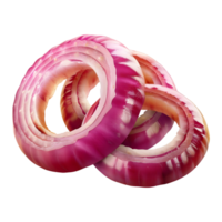 3d representación de un cebolla anillos transparente antecedentes png