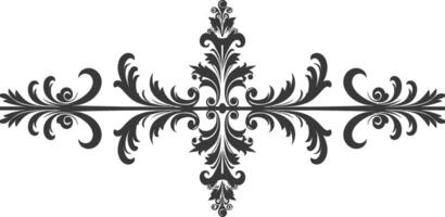 silueta horizontal línea divisor con barroco ornamento negro color solamente vector
