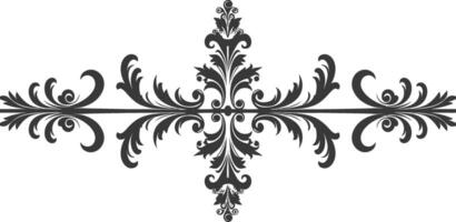 Silhouette horizontal line divider with Baroque ornament black color only vector