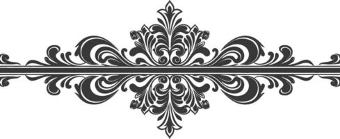 silueta horizontal línea divisor con barroco ornamento negro color solamente vector