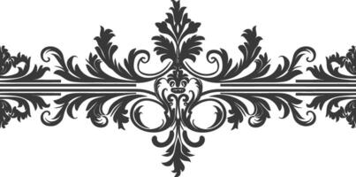 Silhouette horizontal line divider with Baroque ornament black color only vector