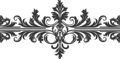 silueta horizontal línea divisor con barroco ornamento negro color solamente vector