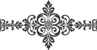 silueta horizontal línea divisor con barroco ornamento negro color solamente vector