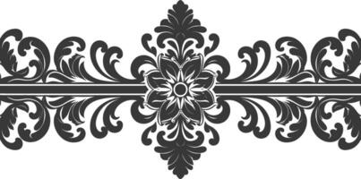 Silhouette horizontal line divider with Baroque ornament black color only vector